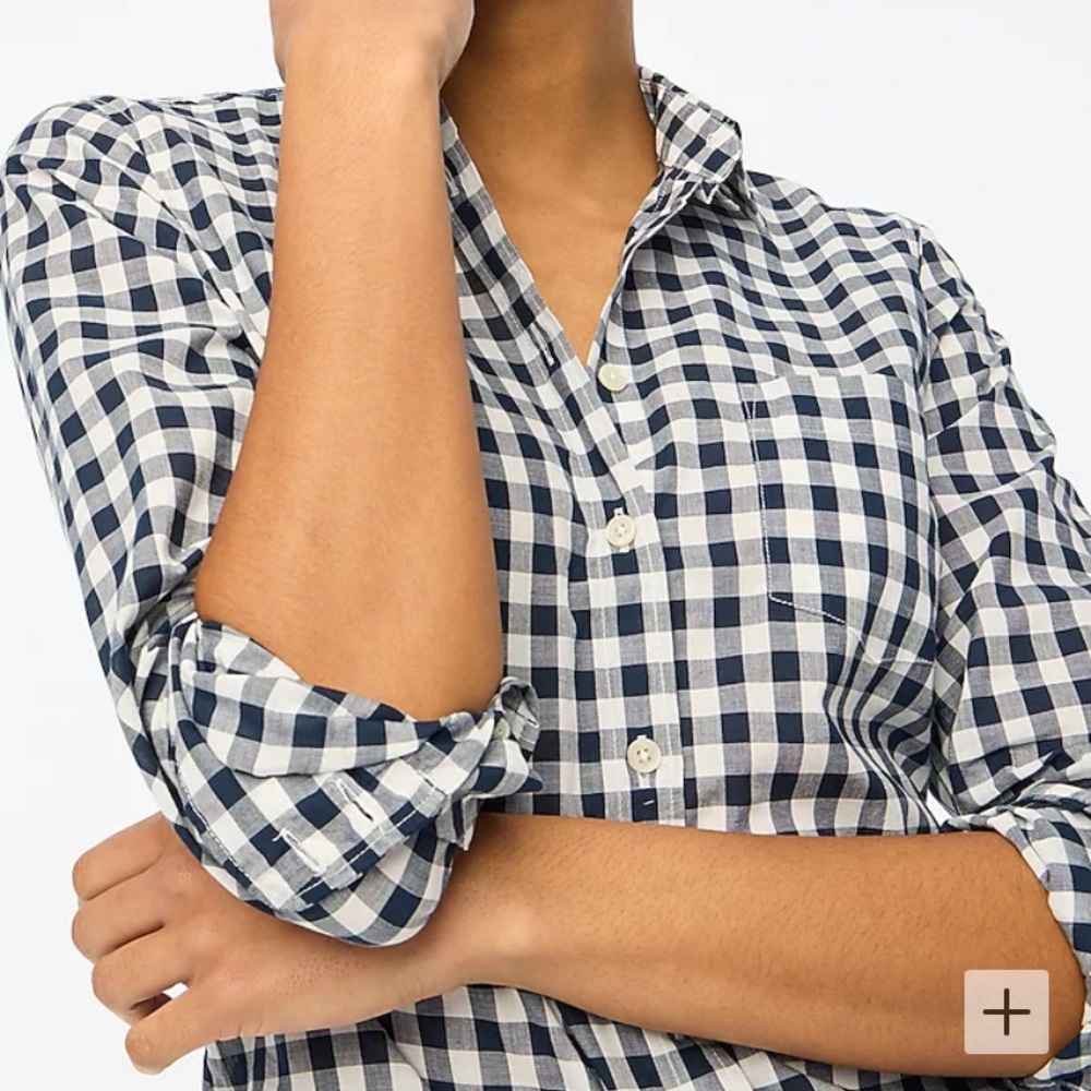Jcrew gingham shirt, navy and white